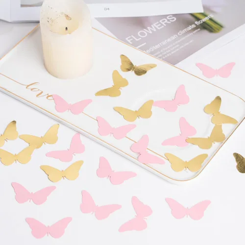 Miniatura 5 de 300 piezas de oro rosa mariposa confeti mariposa baby shower decoración primavera boda despedida de soltera cumpleaños decoración de mesa