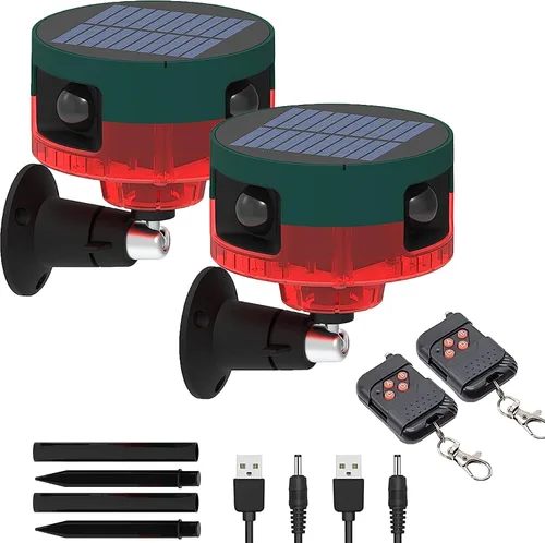 Miniatura 10 de Luces de alarma de seguridad con sensor solar para exteriores, detector de movimiento de 360°, luz estroboscópica intermitente, lámpara de Rojo 1