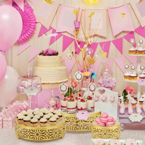 Miniatura 7 de Lallisa Juego de soportes redondos de metal de 4 niveles para tartas de 6, 8, 10, 12 pulgadas, para postres, decoración para bodas, cumpleaños
