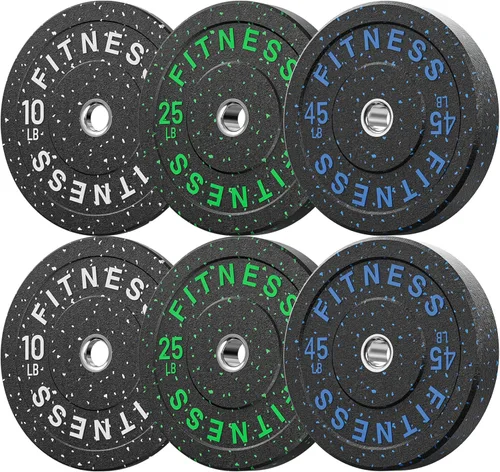 Miniatura 66 de Discos de peso olímpicos de 2 pulgadas y caucho para barras, discos para gimnasio en casa, entrenamiento de fuerza y levantamiento de pesas, 10 a