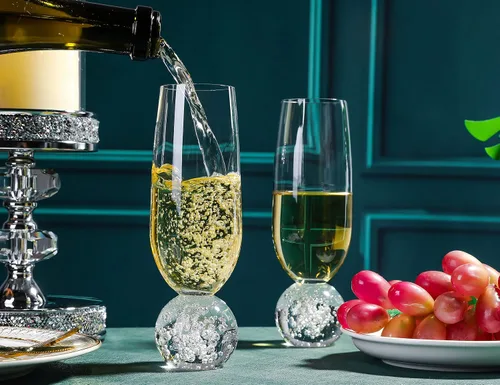 Miniatura 2 de Hanjue Juego de 4 copas de champán de cristal sin plomo, copas de champán transparentes de 7 onzas, ideales para regalos, fiestas, bodas, Navidad