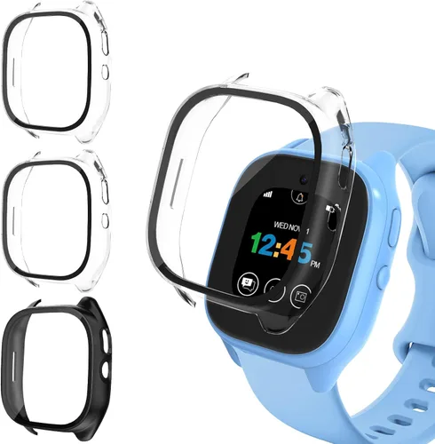 Miniatura 8 de Paquete de 3 fundas protectoras compatibles con Verizon Gizmo Watch 3, protector de pantalla de policarbonato duro, protector de pantalla de vidrio