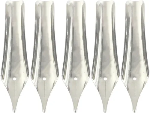 Miniatura 3 de Gullor 5 puntas de pluma estilográfica compatibles con Jinhao 159/450/750, plateado, punta mediana