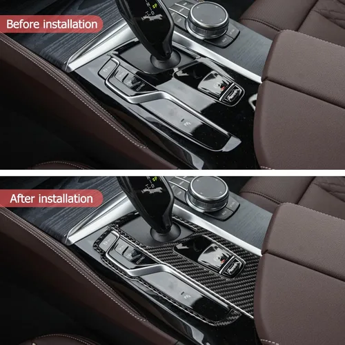 Miniatura 4 de SUNJIKA Compatible con caja de cambios de fibra de carbono, botón para cubierta de panel, accesorios interiores para BMW Serie 5 G30 G38 525i 530i