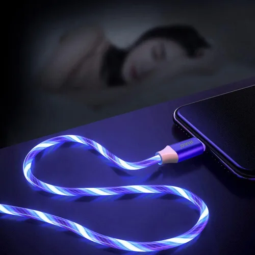 Miniatura 7 de IHAO Cable de carga multipuerto, 3 combinaciones en un cable USB A a USB C/Micro USB PD, cable de carga rápida iluminado LED que fluye compatible