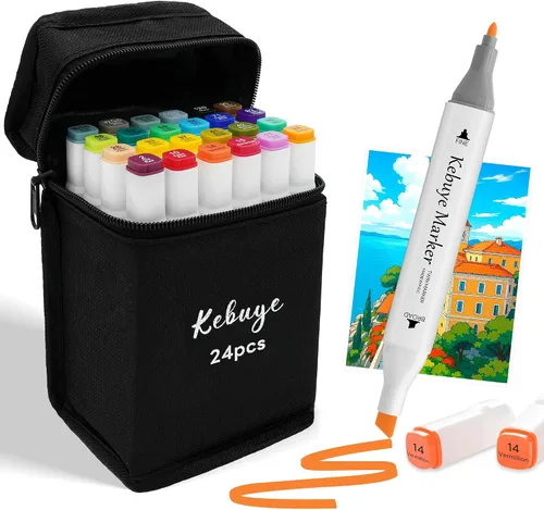 Juego de marcadores artísticos a base de alcohol, 24 colores, marcadores profesionales de doble cara para artistas, los mejores rotuladores para