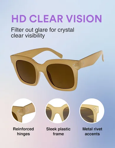 Miniatura 44 de zeroUV - Gafas de sol cuadradas retro de moda de gran tamaño para mujer estilo vintage 1.969 pulgadas