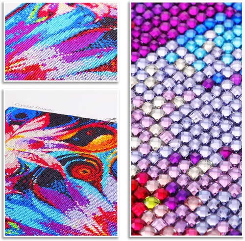 Miniatura 3 de Pintura cuadrada de diamantes de imitación de cristal, fantasía floral dinámica, kit de arte de diamantes 5D para bricolaje, juego de pintura por