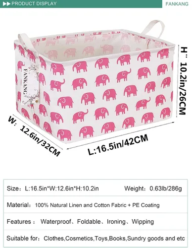 Miniatura 2 de FANKANG - Canasta plegable de almacenamiento para guardería, con revestimiento de polietileno impermeable, de grand tamaño, para niños y niñas