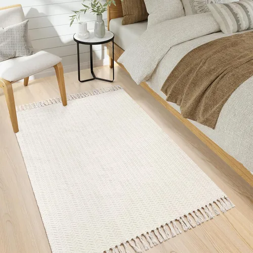 Miniatura 9 de Lahome Alfombras Boho para Entradas, Alfombra de Cocina de 3 x 5 Pies, Alfombras Ligeras para Dormitorio Lavables, Alfombra de Baño con Borlas