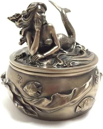 Miniatura 2 de SUMMIT COLLECTION Art Nouveau - Joyero y joyero adornado con diseño de sirena de bronce antiguo