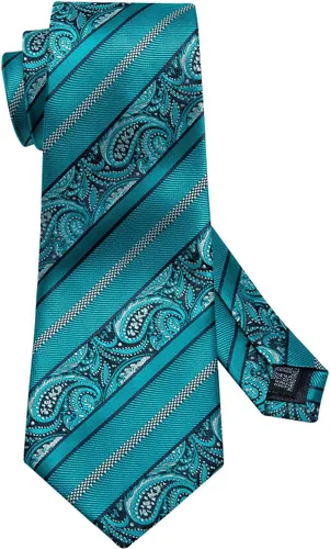 Miniatura 175 de Barry.Wang - Juego de corbata de seda para hombre, diseño de cachemira, pañuelo y gemelos de bolsillo