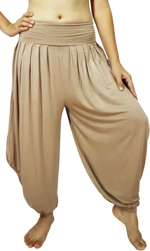 Miniatura 27 de Lovely Creations Pantalones holgados con cintura elástica y harem Aladdin para mujer