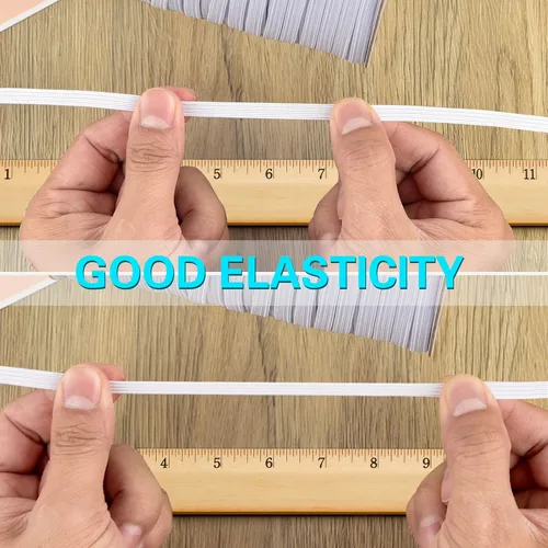 Miniatura 4 de Coopay Bandas elásticas planas de 300 yardas de largo, 1/8 pulgadas de ancho, cuerda elástica plana de punto para coser proyectos de bricolaje