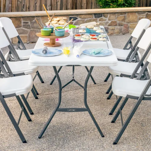 Miniatura 8 de Lifetime Mesa plegable de 6 pies, comercial ligero, granito blanco