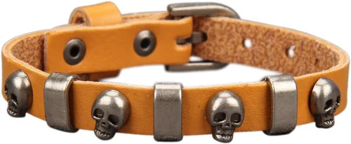 Miniatura 69 de Jeilwiy Pulseras de cuero punk para hombres, pulseras hechas a mano, brazalete ancho, joyería trenzada, color negro y marrón, ajustable, regalos