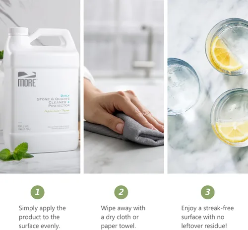 Miniatura 5 de MORE Limpiador de Piedra y Cuarzo + Protector - Recambio de Spray para Cuidado de Superficies a Base de Agua - Para Encimeras de Cocina y Baño