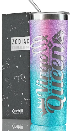 Miniatura 16 de Regalos del zodiaco Onebttl para mujeres, mejores regalos de cumpleaños para amigas, vaso de 20 oz de acero inoxidable, logotipo grabado en negro