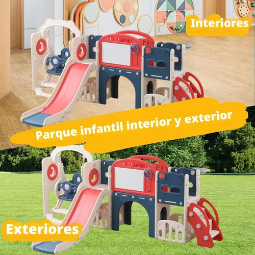 Miniatura 7 de Conjunto de juegos al aire libre 12 en 1 para niños pequeños con columpio, columpio interior y conjunto de tobogán, parque de juegos para niños