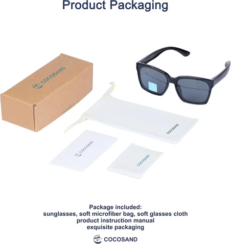 Miniatura 2 de COCOSAND Lentes de sol polarizados para niños, protección UV 400, retro, cuadrados, futuristas, para jóvenes, adolescentes, niños y niñas de 5 a 12