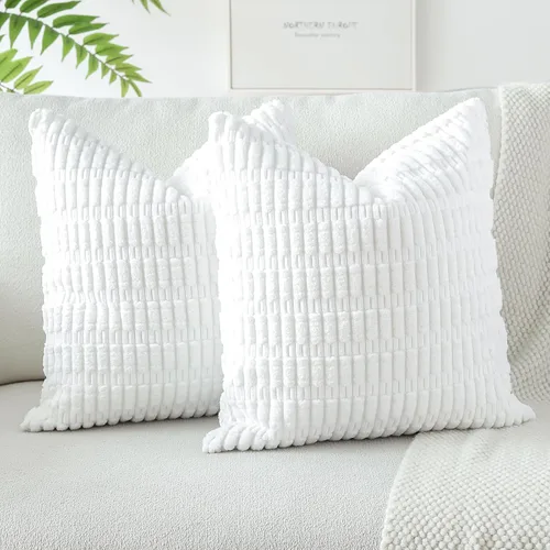 Miniatura 27 de OTOSTAR - Paquete de 2 fundas de cojín decorativas de pana suaves y a rayas estilo boho, fundas de cojín cuadradas para decoración del hogar, fundas