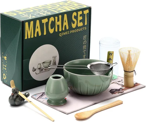 Miniatura 2 de Accesorio de ceremonia de matcha, batidor de matcha glaseado temmoku, cuchara tradicional (chashaku), cuchara de té, soporte para batidor, 1 tazón