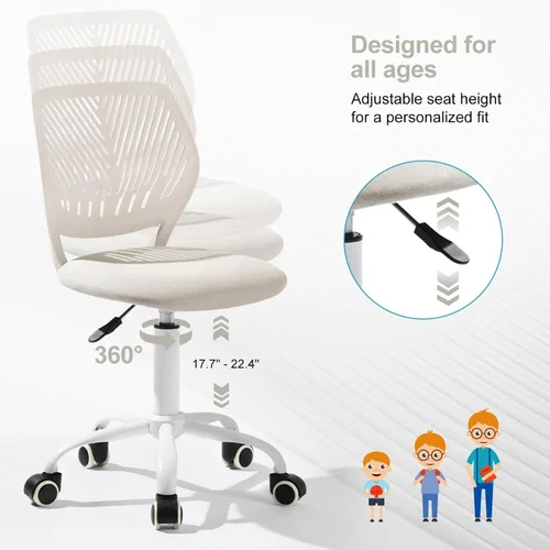 Miniatura 4 de Homy Casa Silla de oficina ergonómica con cojín de tela transpirable y base giratoria ajustable para espacios de trabajo comerciales y oficinas