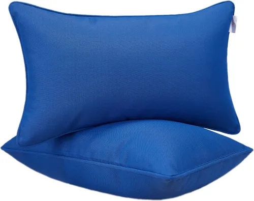 Miniatura 15 de JMGBird Juego de 2 almohadas lumbares para exteriores con relleno de algodón PP para muebles de patio, almohadas decorativas de 12 x 20 pulgadas