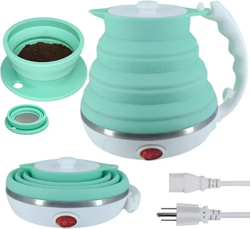 Miniatura 13 de Hervidor eléctrico de viaje, hervidor de té portátil pequeño, hervidor eléctrico plegable de silicona de grado alimenticio, apagado automático
