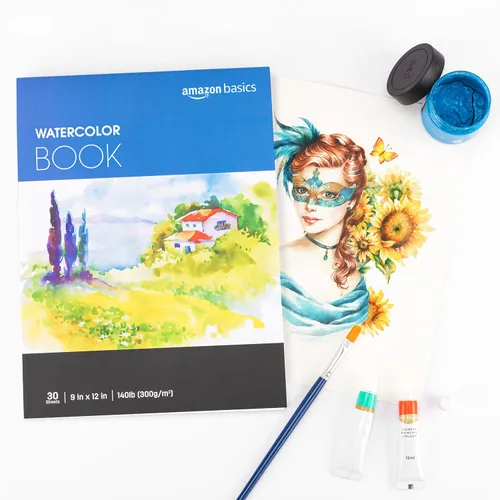 Miniatura 8 de Amazon Basics - Bloc para acuarela, 9 x 12 pulgadas, 140 lb/300 g/m², 30 hojas, color blanco
