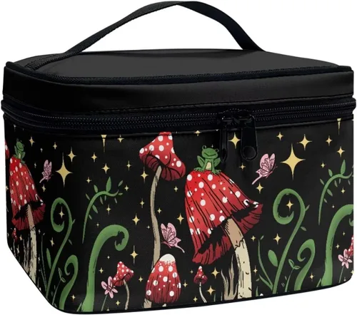 Miniatura 24 de Flashideas Bolsa de maquillaje para cosméticos Almacenamiento vertical Bolsa de maquillaje de viaje de gran capacidad, Caballo Azteca 1