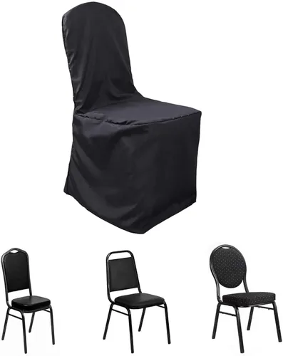 Balsa Circle 10 fundas de poliéster negro para sillas de banquetes para fiestas, bodas, ropa de cama, decoración, comedor, ceremonia, recepción