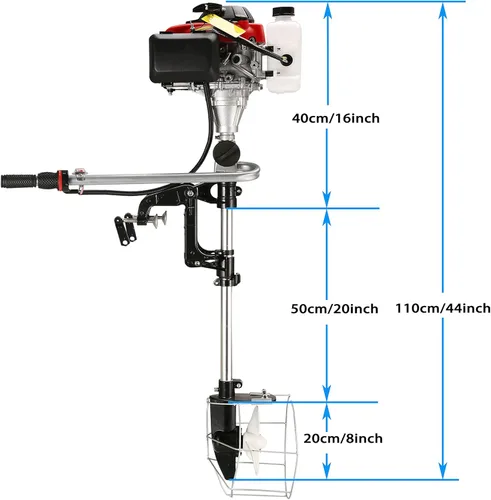 Miniatura 9 de Motor fuera de borda de 4 tiempos 4 HP 60cc con sistema de refrigeración por aire. Motor de barco fuera de borda ligero