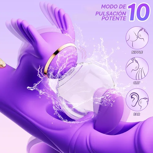 Miniatura 2 de Juguetes sexuales vibradores para mujeres - Vibrador conejo 4EN1 con 10 aleteos, 10 vibraciones y 7 golpeteos, vibradores de punto G, consoladores