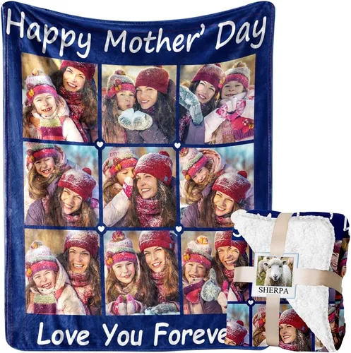 Miniatura 11 de Manta personalizada con imagen, manta de forro polar Sherpa personalizada, manta gruesa y cálida de felpa, personalizada para pareja, novia, novio