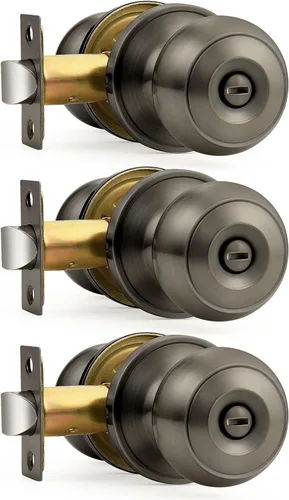 Miniatura 29 de Probrico - Perillas de puerta de negro mate, manijas de puerta con cerradura y perilla, manijas de puerta interior sin llave para baño y dormitorio