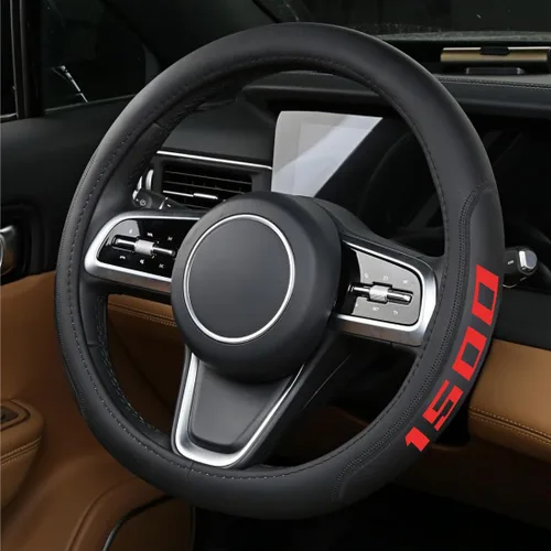 Miniatura 5 de Funda de cuero para volante compatible con Ram 1500 Silverado GMC Sierra 1500 (1500-rojo)
