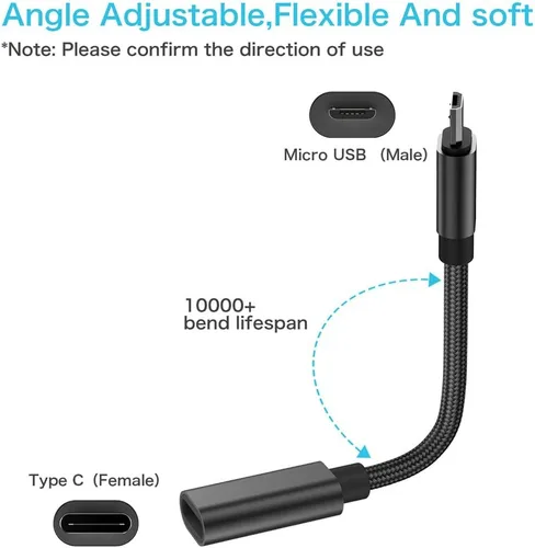 Miniatura 2 de Adaptador USB C a Micro USB, KUXIYAN (paquete de 2) Tipo C hembra a Micro USB Macho, conector de carga y sincronización compatible con Samsung