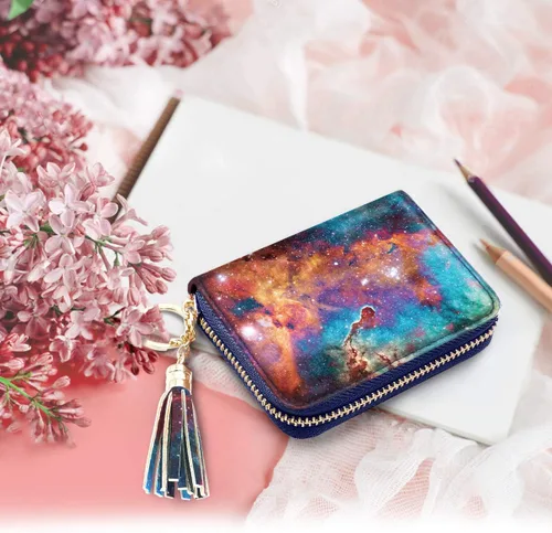 Miniatura 8 de Billetera pequeña para tarjetas de crédito RFID con purpurina linda para mujer