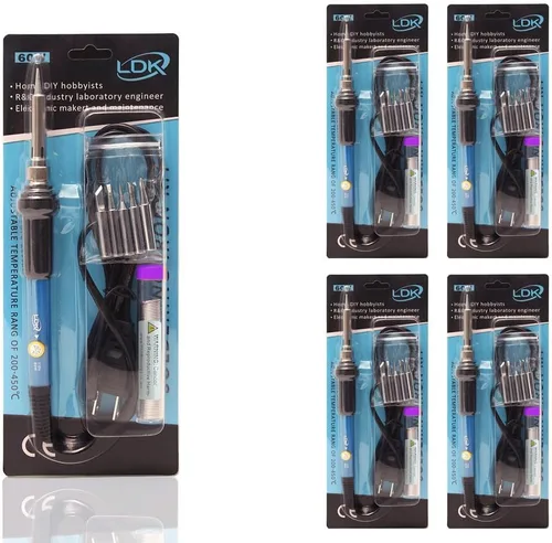 Miniatura 10 de Kit de soldar LDK de 60W, 110V, con temperatura ajustable, pistola de soldar eléctrica, herramienta de soldar, 5 piezas de puntas de repuesto y 60w