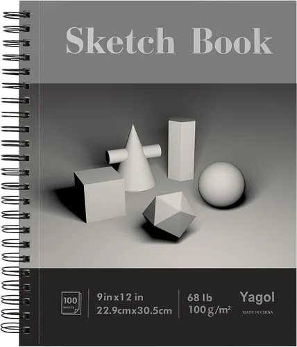 Miniatura 9 de Yagol Cuaderno de bocetos de 9 x 12 pulgadas, 100 hojas de 68 libras/100 GSM, bloc de bocetos con papel de arte encuadernado en espiral para dibujar
