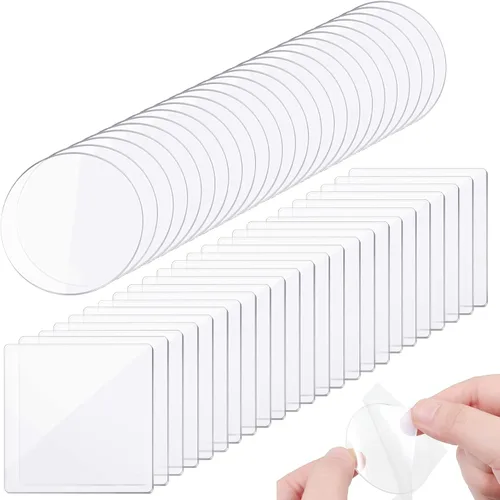 Eersida 48 piezas de cinta adhesiva transparente de gel adhesivo transparente, lavable, montaje sin rastro, almohadillas adhesivas de gel adhesivo