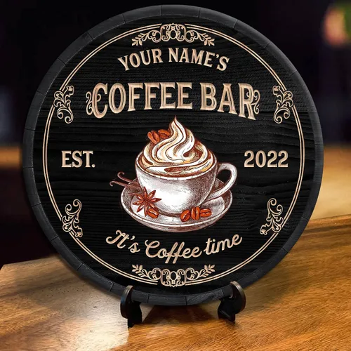Miniatura 6 de Letrero de madera de barra de café personalizado, placa de pared para decoración de cocina, regalos personalizados para amantes del café, café 08