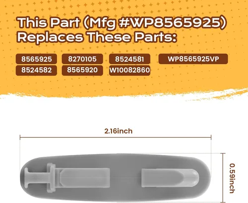 Miniatura 2 de WP8565925 - Tope de riel para lavavajillas compatible con Whirlpool Maytag Kenmore KitchenAid Crosley, etc., tope superior de riel deslizante