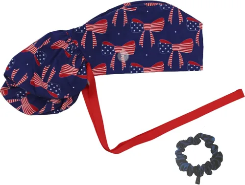 Miniatura 21 de Gorra médica con interior sedoso, gorro de algodón con banda para el sudor y botones, cola de caballo ajustable