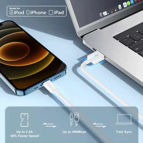 Miniatura 7 de Cable de carga rápida 2 en 1 para iPhone de 10 pies, cable de carga largo USB C a C/tipo C a Lightning para Apple iPhone 17 Pro Max/17 Air/16