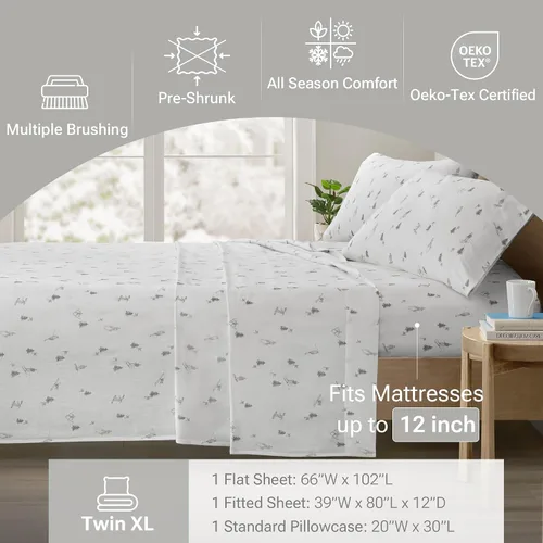 Miniatura 4 de Sleep Philosophy - True North - Juego de sábanas de franela, 100% de algodón, cómodo, bonito y muy suave, con bolsillo elástico que se adapta a