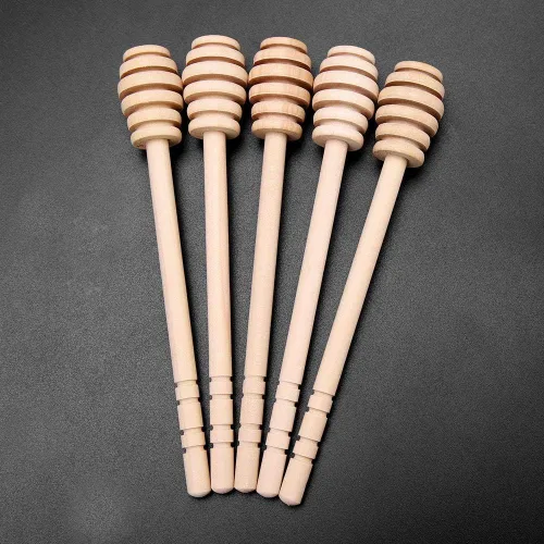 Miniatura 5 de TOPINCN 24 piezas de madera de mermelada de miel, jarabe, cuchara, rociador, servidor de mermelada de abeja, varilla de agitación, utensilios