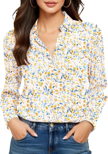 Miniatura 39 de Camisas sin planchado y sin arrugas para mujer, con botones, de manga larga, de seda de morera, blusas casuales para el trabajo