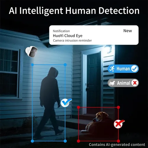 Miniatura 3 de Cámaras de seguridad inalámbricas Goalake, cámara WiFi alimentada por batería de 3MP con detección de movimiento AI, conversación de 2 vías, foco